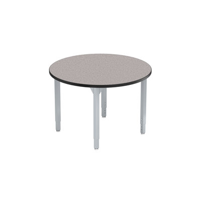 Table d'activité robuste à hauteur réglable, ronde 36 po, noyau en panneau de particules / moulure en T, structure grise