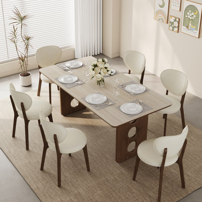 Modern Back Side Chair Dining Chair, Faux Leather,Solid Wood Frame, 2 Pieces,Fully Assembled (Set of 2),Modern Comfort
