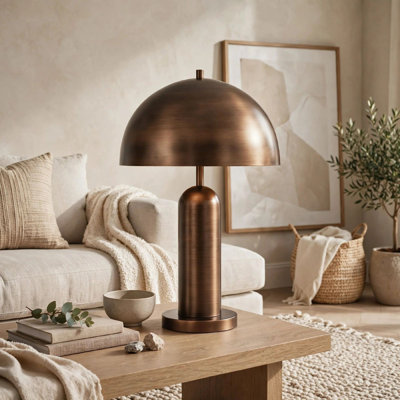 Laya Table Lamp, Dome Shade, Antique Copper, 24 Inch