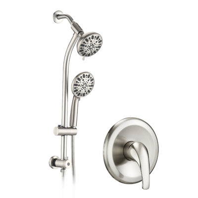 5-Inch Abs Shower Head With Drill- Stainless Steel Slide Bar And 7-Setting Dual Heads Sliding Rod In Luxury Style