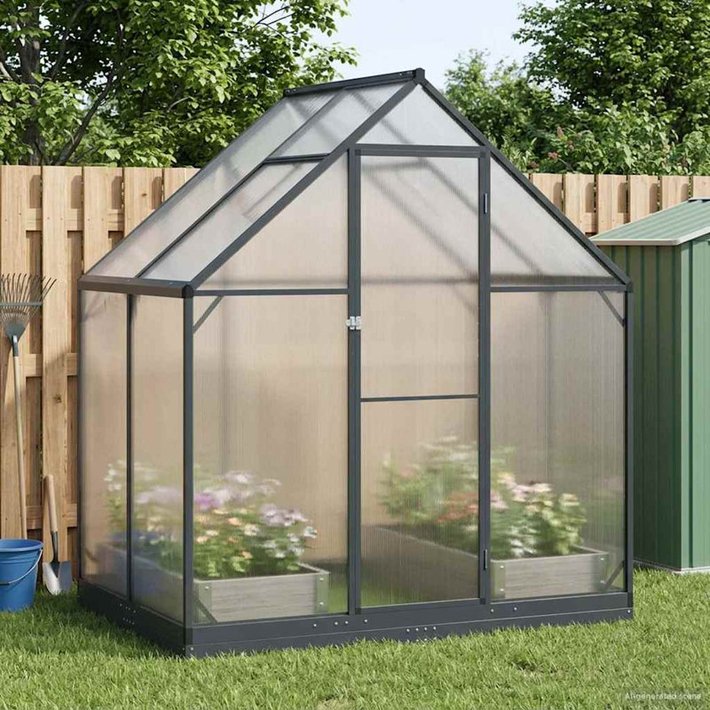 vidaXL Garden Greenhouse Anthracite Aluminum and Galvanised Steel Outdoor, 207cm H x 183.5cm W x 123cm D