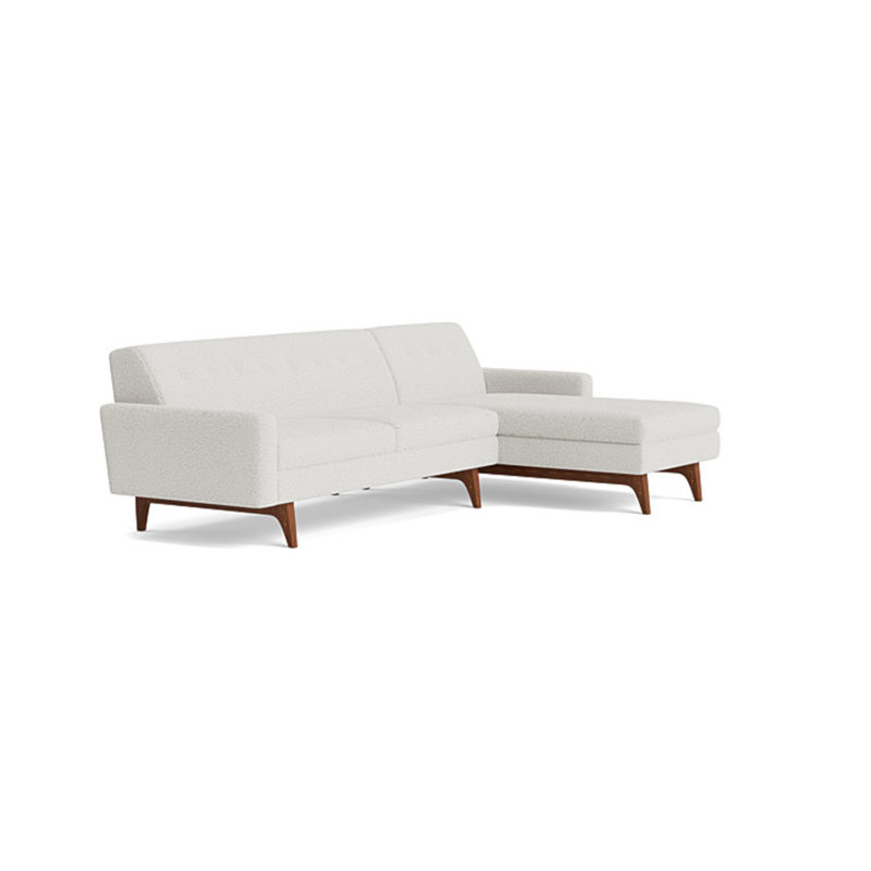 Tyler Chaise Sectional, Velvet - Beige, Right Hand Facing