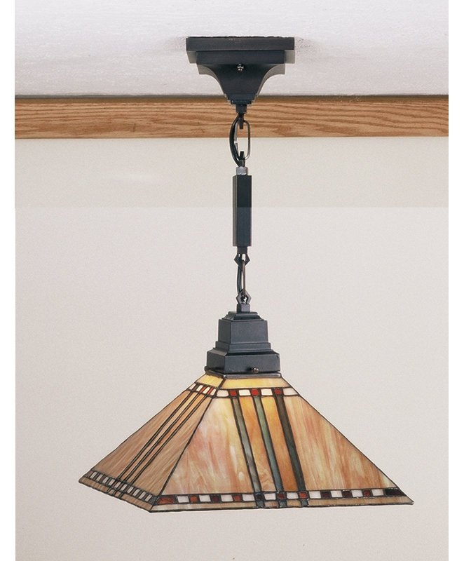 Mahogany Bronze 24" Stained Glass Indoor/Outdoor Pendant