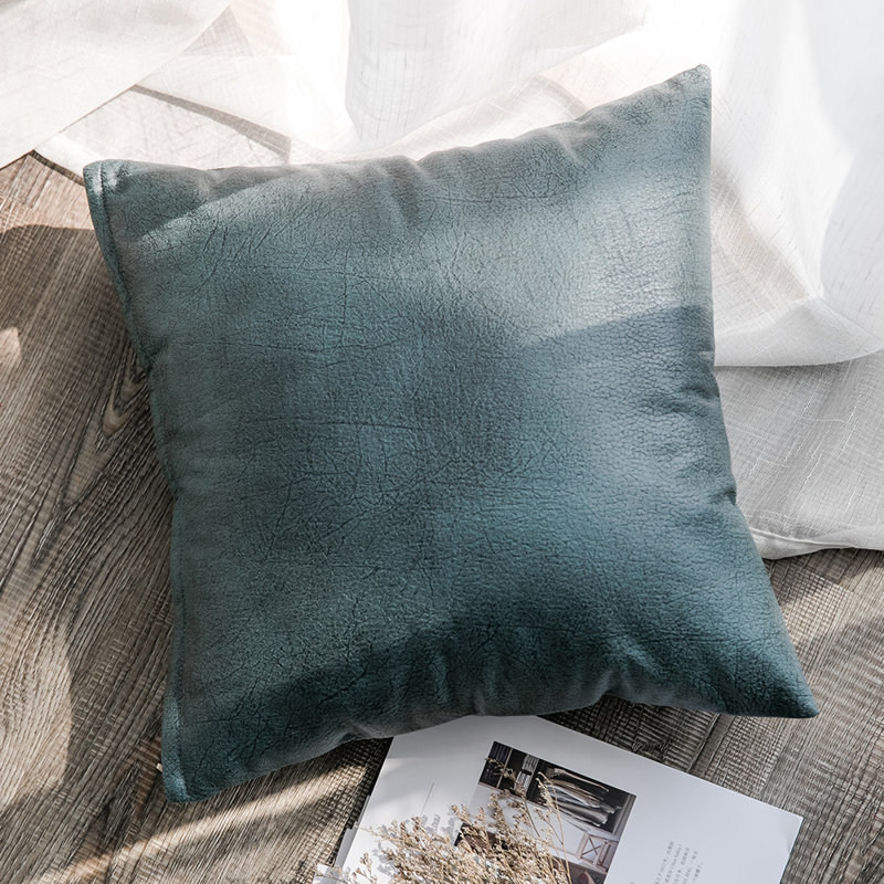 Coussin en similicuir, Vert, 20"H x 20"W, Polyester/Polyfill