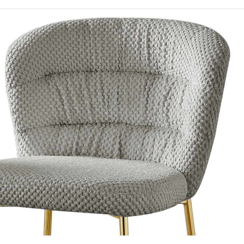 Chaises à hauteur comptoir avec velours texturé et base à carreaux, Gris / or
