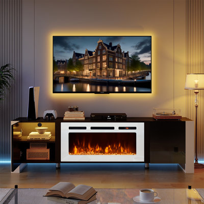 70"" TV Stand For TVs Up To 80"" With Electric Fireplace, Modern Media Console With Led Light -  Ivy Bronx, F0F93C154DCE47508C4F5317AA74F8B2