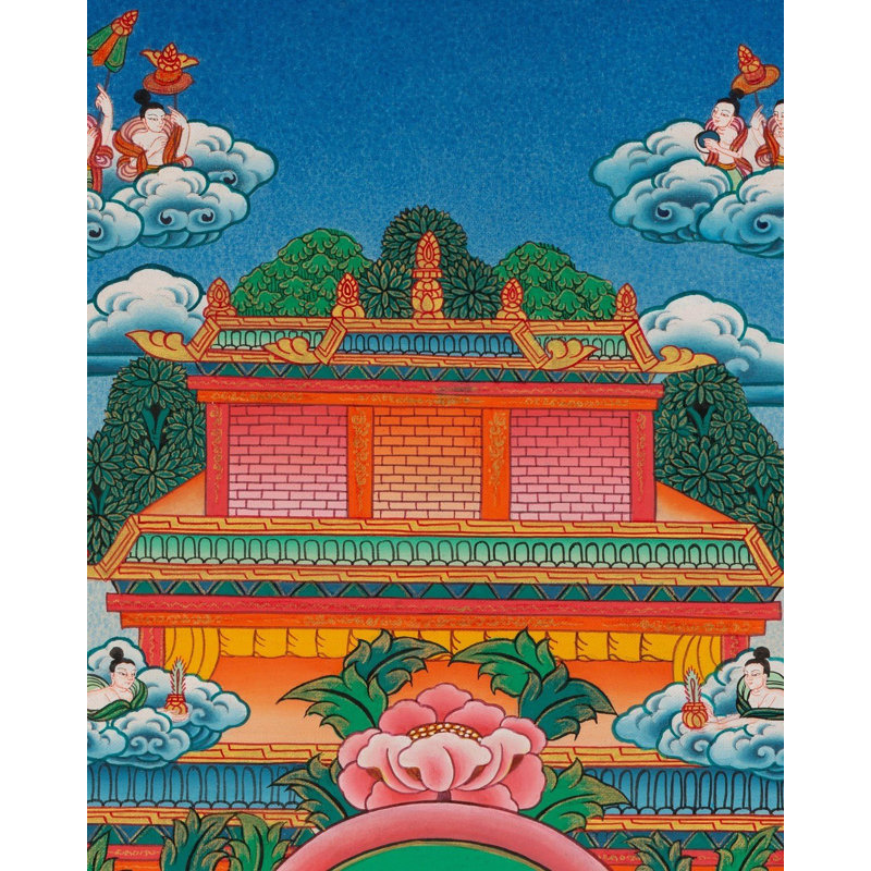 Amitabha Buddha Pure Land (Brocadeless Thangka)