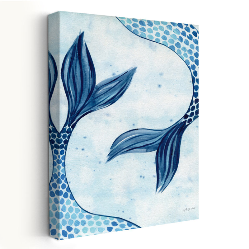 Bord de mer Mermaid Tail III; Nautique bleu turquoise bord de mer, H 60 po x l 40 po