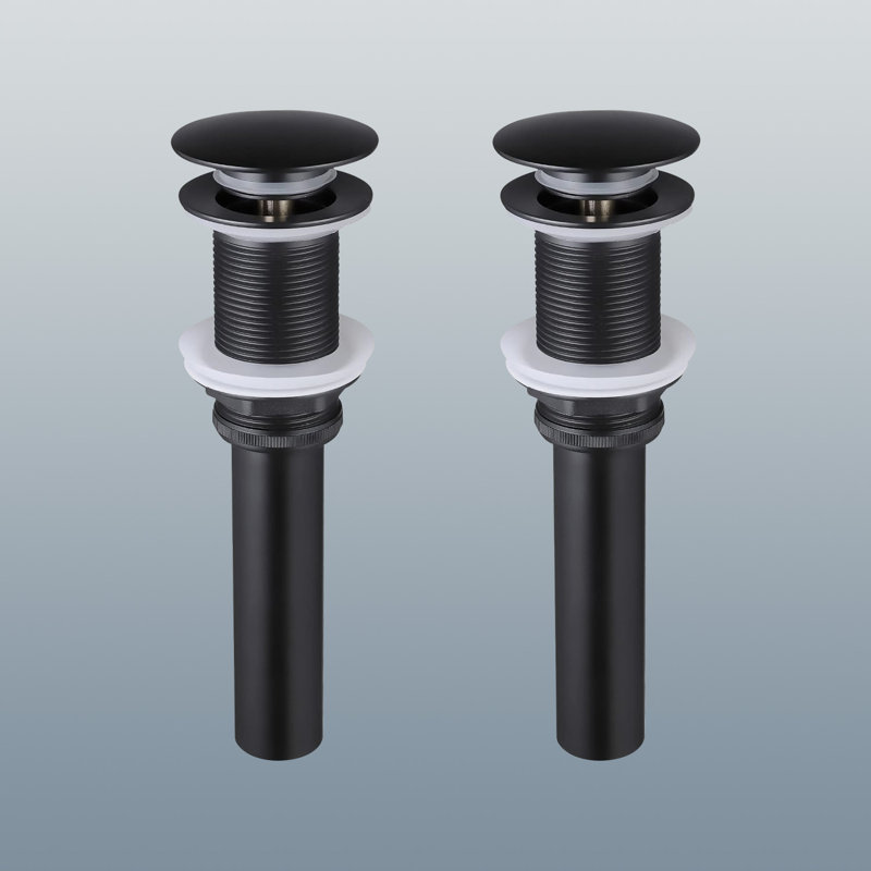 Bathroom Sink Stainless Steel Pop Up Drain Without Overflow(2 Pcs), Matte Black