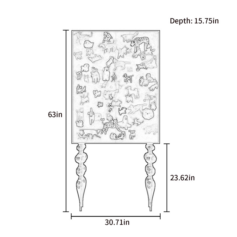 Armoire moderne à double porte minimaliste, Vert / blanc ivoire