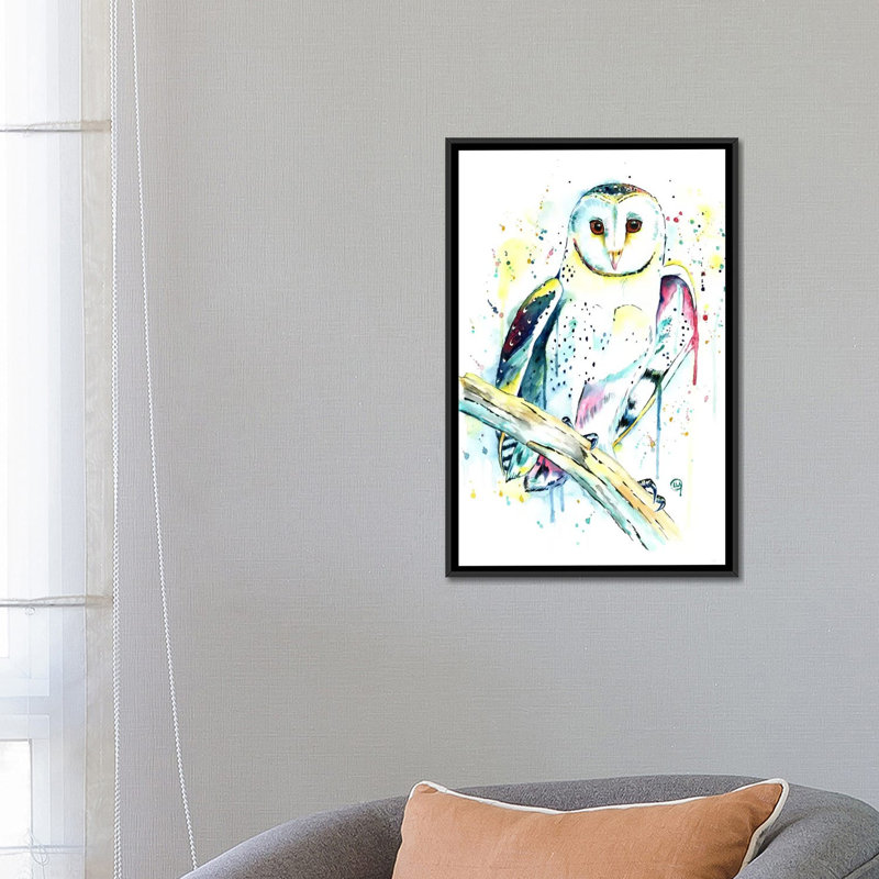 « hooot » par lisa whitehouse, impression sur toile, H 26 po x l 18 po x P 1,5 po, Toile avec cadre noir, Pas de tapis