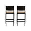 Tabouret de bar en bois massif noir Aniek avec siège en rotin tissé à la main (ensemble de 2)-1237414882
