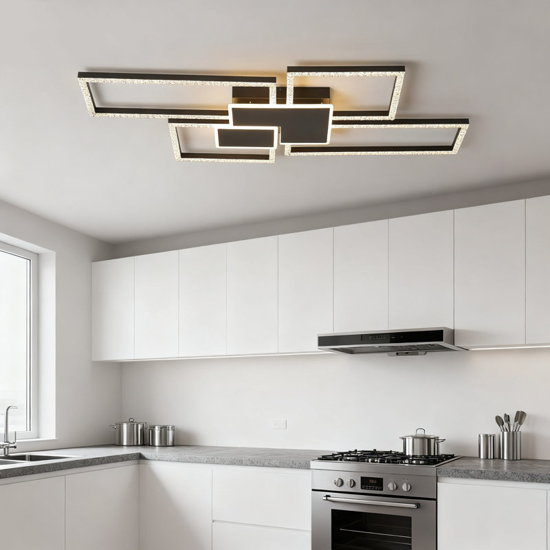 Modern LED Ceiling Light Fixture With Remote Control, Dimmable Acrylic Diamond Chandelier For Living Room, Dining Room, Bedroom, Adjustable Brightness 3000K-6500K