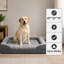 Lit orthopédique imperméable gris 41x27 pour grands chiens jusqu'à 90 lb, avec mousse alvéolée, surface de tapis plate et douce en peluche, housse amovible et lavable, et fond antidérapant.