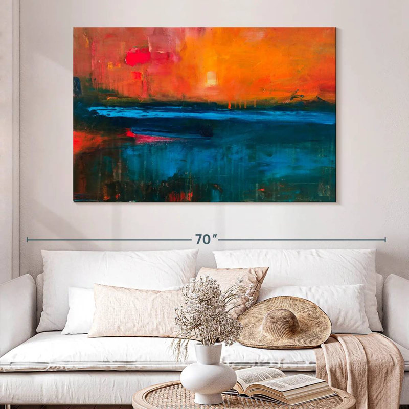 Coucher de soleil abstrait Avery, H 34 po x l 51 po