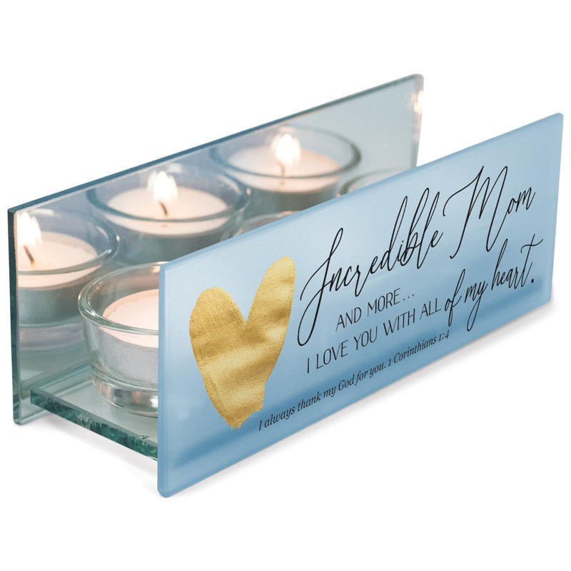 2.5 in. H Glass Tabletop Tealight Holder with Candle Included