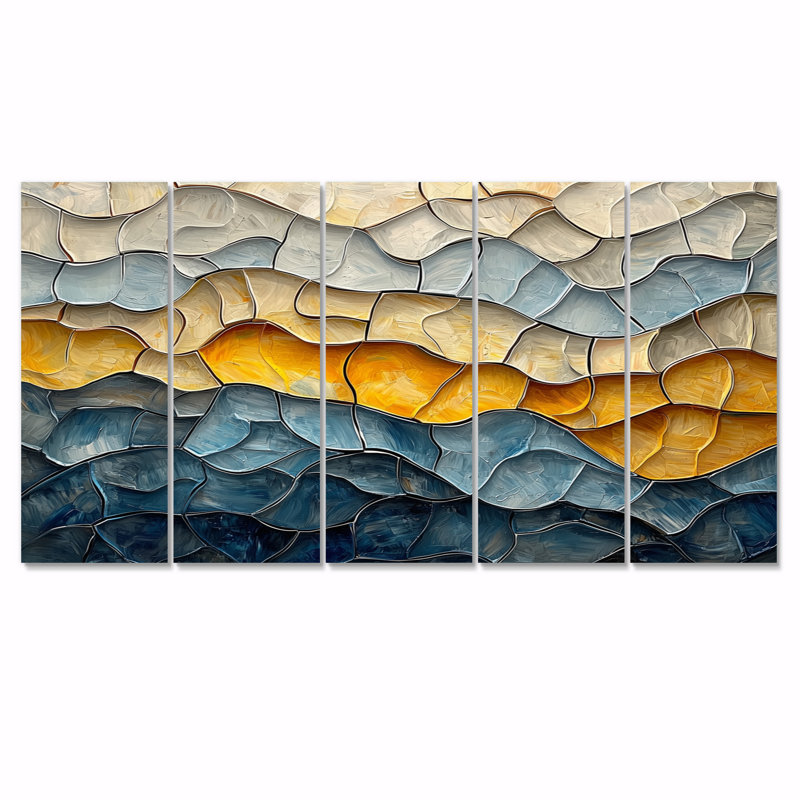 «Waves», art mural moderne pour salon, H 28 po x l 60 po, 5