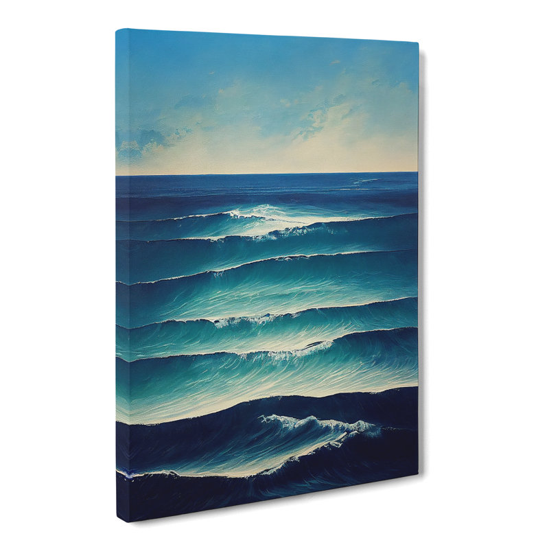 Seascape Painting Gestural - Wrapped Canvas, 76cm H x 50cm W x 3cm D