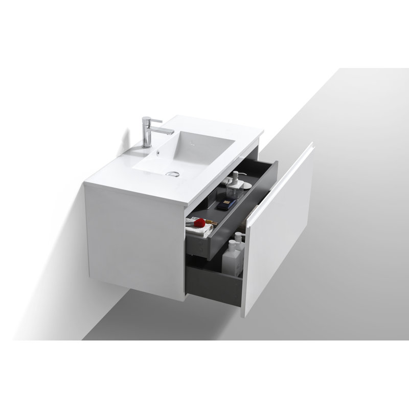Balli 40" Wall-Mounted Single Bathroom Vanity Set, White
