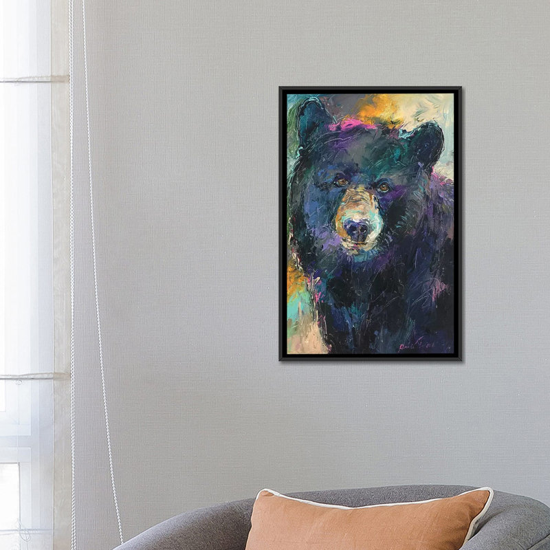« art bear » par richard wallich, reproduction d’impression sur toile, H 26 po x l 18 po x P 1,5 po, Toile encadrée noire