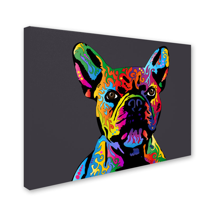 « french bouledogue », impression sur toile tendue, H 14 po x l 19 po x P 2 po