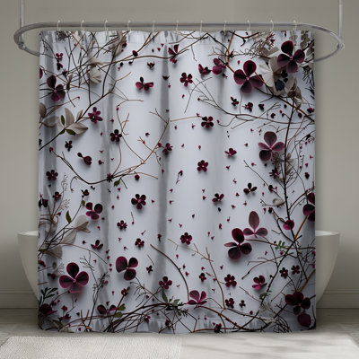 Floral Shower Curtain - Nature Bathroom Decor Minimalist