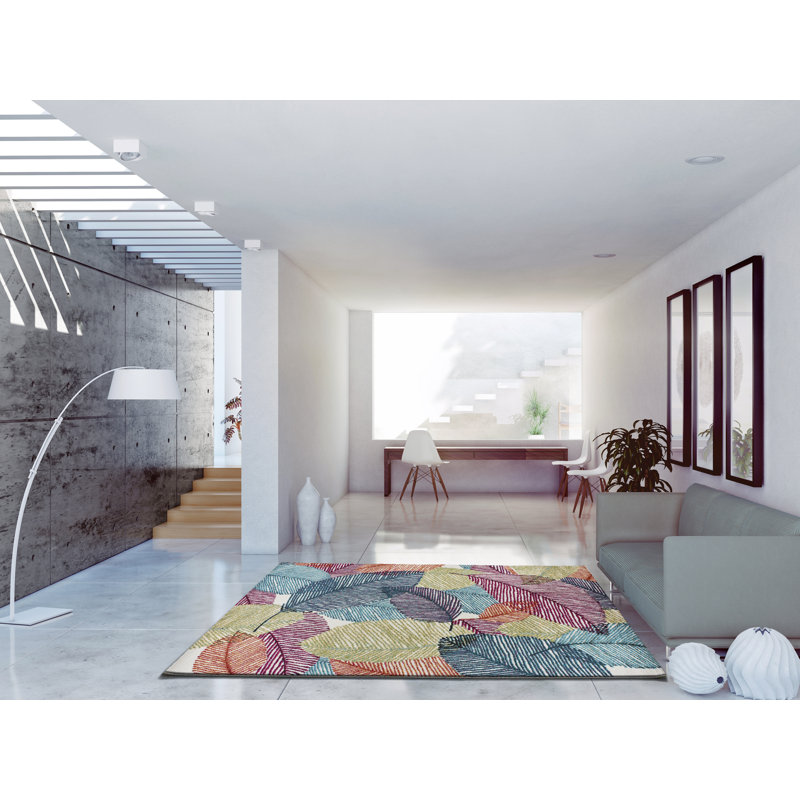 Ahnyah Rectangle Floral Area Rug, Rectangle 133 x 190cm