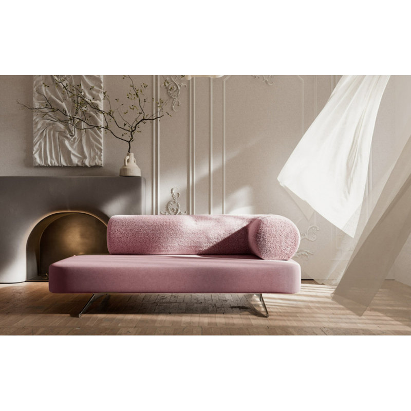 Carmel 2 Seater Velvet Sofa, 67cm H x 190cm W x 80cm D, Pink
