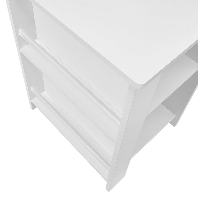 RiverRidge Kids Desk and Chair Playroom Set with 2 Art Storage Cubbies and 2 Side Bookshelves - White