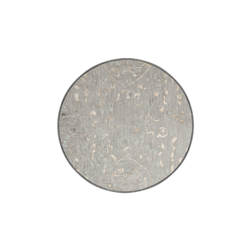 Tapis gris lavable à la machine, Rond 3 pi