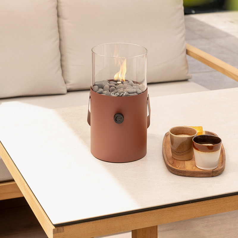 Himanshu Metal Propane Outdoor Tabletop Fireplace with Flame Guard, Terra Brown