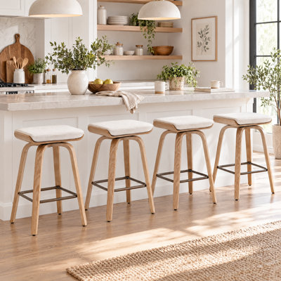 Modern Upholstered Counter Stool With Wood Frame,Counter Height Bar Stool For Kitchen Island,Coffee Bar (Set Of 4)