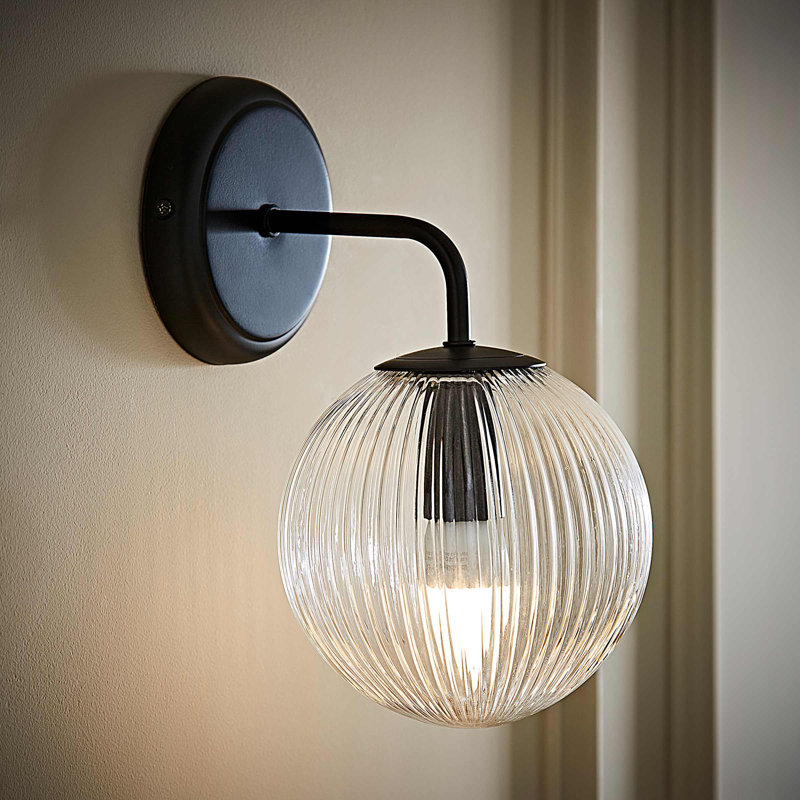 Springlake Armed Sconce, 26cmH x 18.5cmW x 14.8cmD, 2, Matte Black