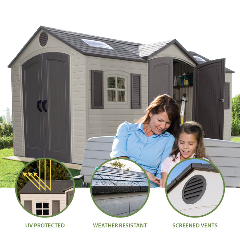 Lifetime 15 Ft. x 8 Ft. High-Density Polyethylene (Plastic) Outdoor Storage Shed with Steel-Reinforced Construction