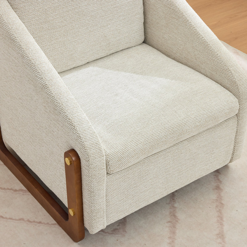 Fauteuil en tissu d'ameublement Chenille, Beige