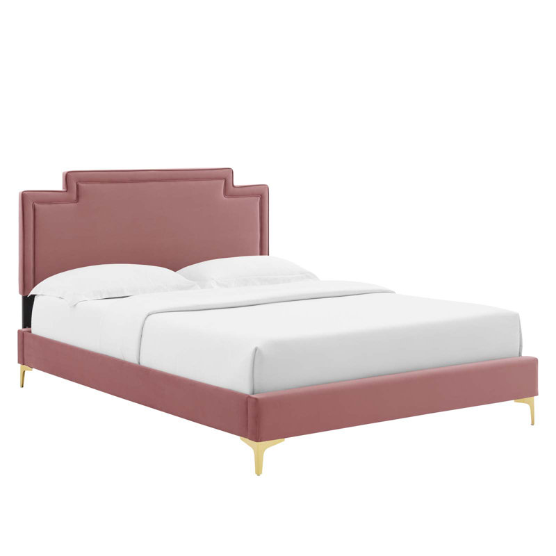 Modway Liva Performance Velvet Bed, Dusty Rose, King