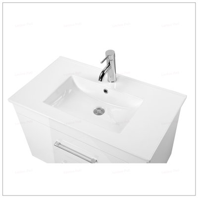 32-Inch Ceramic Bathroom Sink, Modern Minimalist Design, Pre-Drilled Faucet Hole, Durable and Easy to Clean