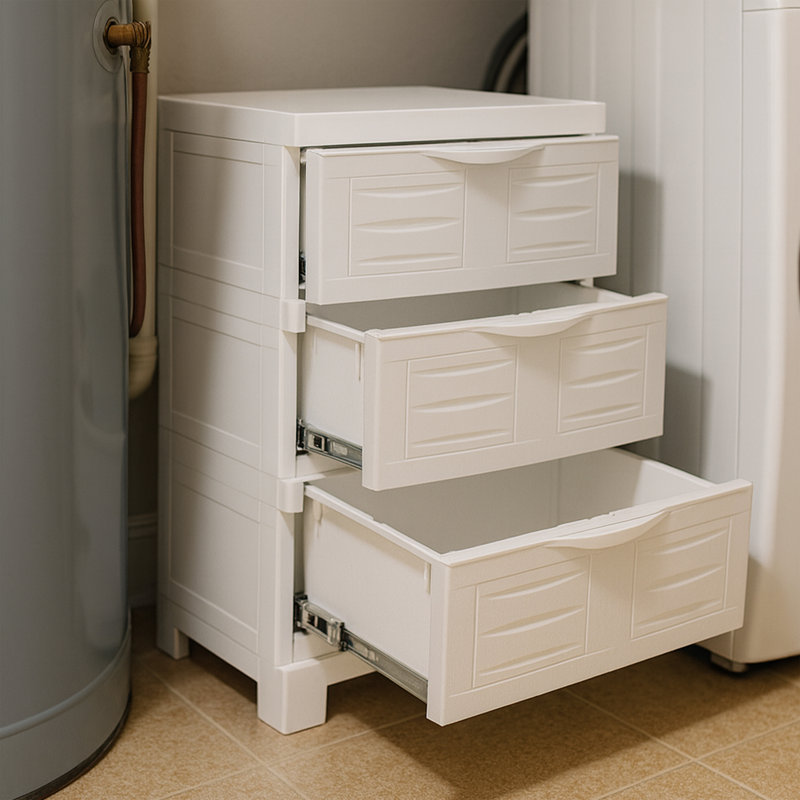 Heavy-Duty 3-Drawer Storage Cabinet - Gray, Speckled White
