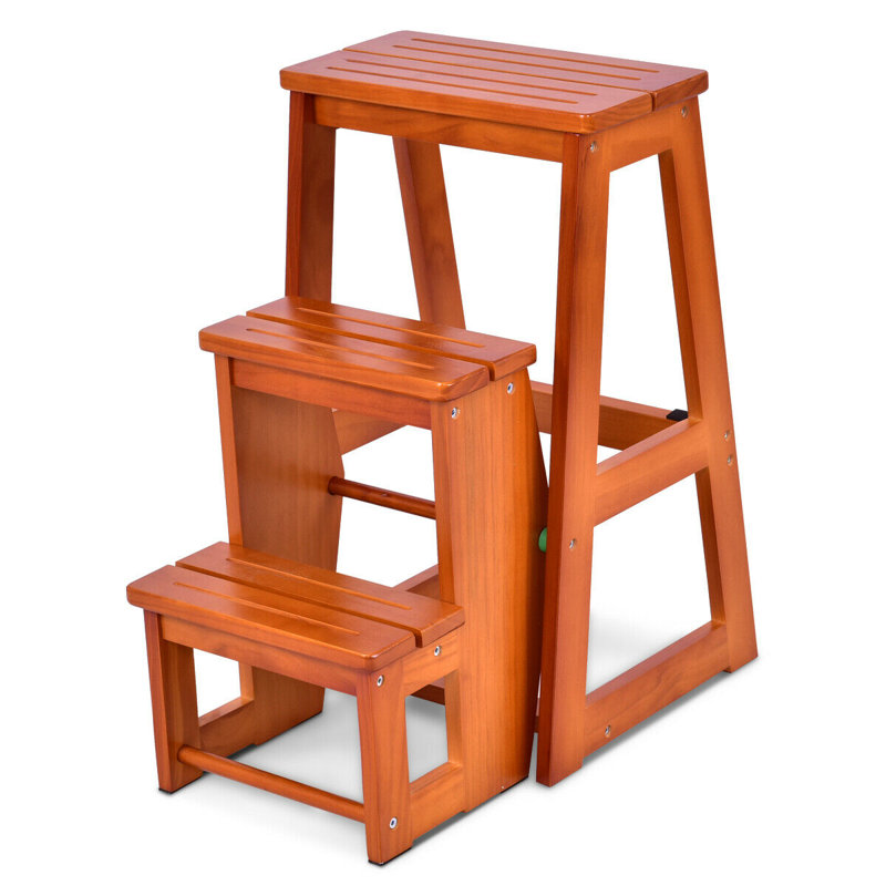 3 - Step Wood Step Stool, Natural