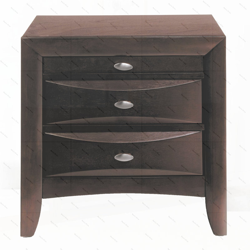 Table de chevet avec 2 tiroirs, Espresso