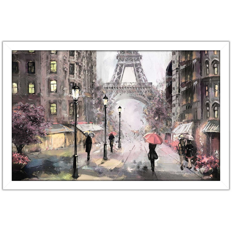 «Paris Streets II», reproduction encadrée, H 21,5 po x l 27,5 po x P 0,75 po, Cadre blanc
