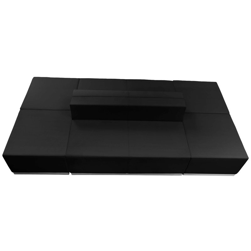 Configuration de réception modulaire Hercules 6 PC LeatherSoft avec dossier et siège tendus, Noir