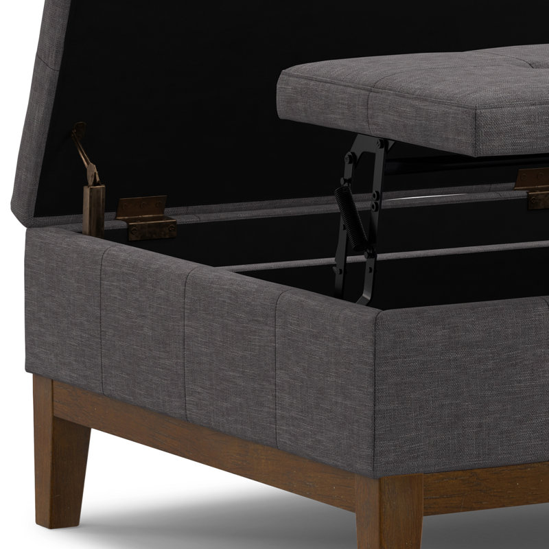 Repose-pieds rembourré avec rangement capitonné Dover, Gris foncé