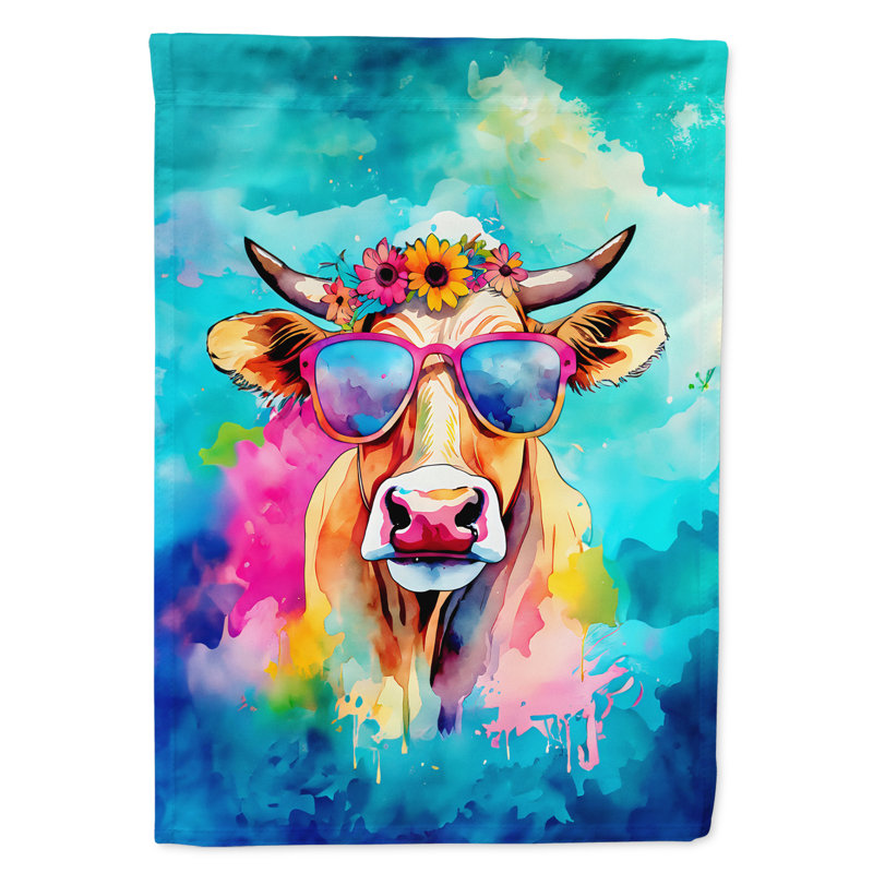 Drapeau de jardin de vache hippie Malvi