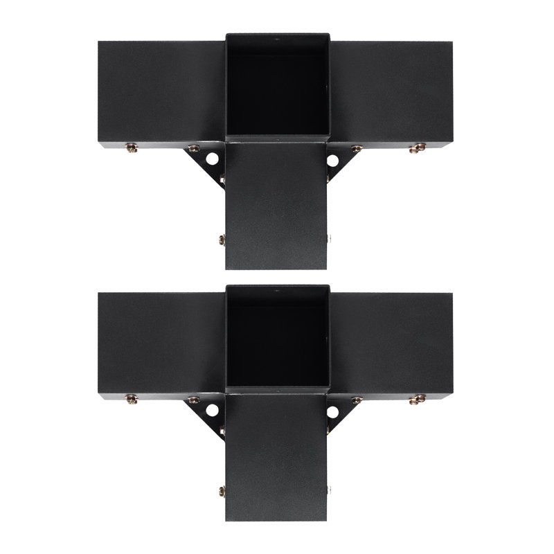 Ensemble de support de pergola 4 x 4 - 2 pièces de connecteurs de coin en acier robustes à 4 voies pour la construction de patio, de terrasse et de pavillon de jardin (convient aux poteaux de 3,6 po x 3,6 po)