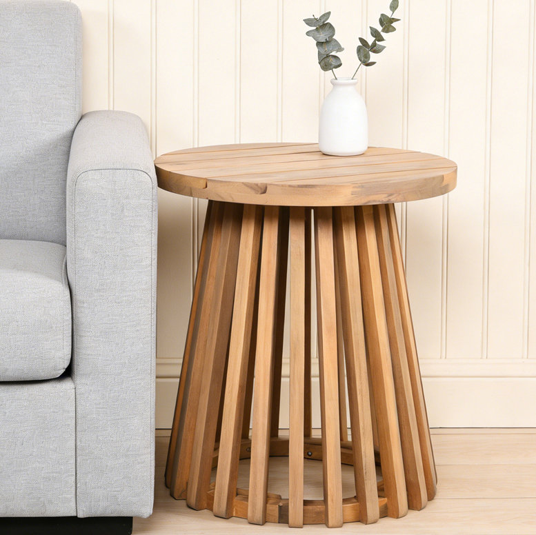 Table d'appoint d'extérieur en bois d'acacia, Teck clair