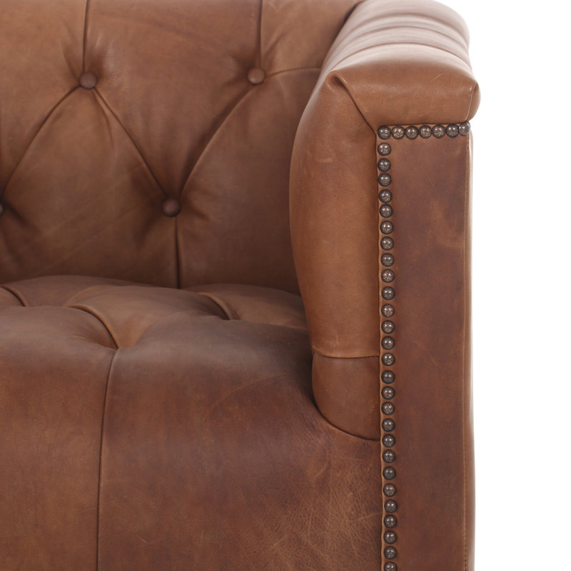 Maxx Swivel Chair, Heirloom Sienna/Dark Brown Genuine Leather