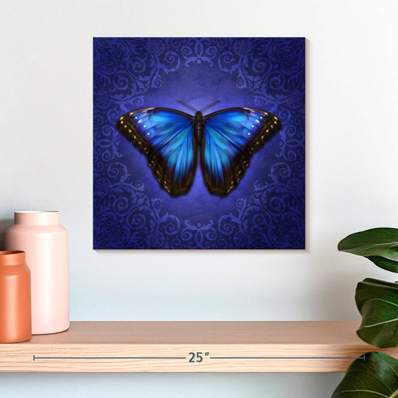 Brampt papillon Morpho bleu brillant, H 16 po x l 16 po