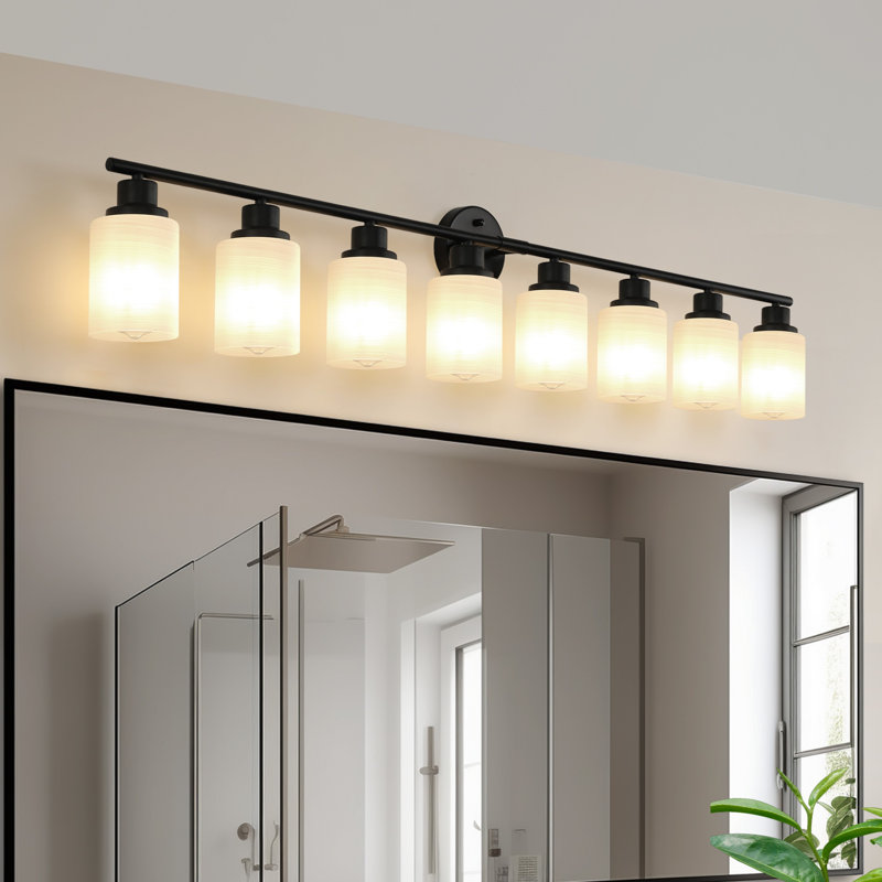 8-Light Modern Bathroom Vanity Light, Black