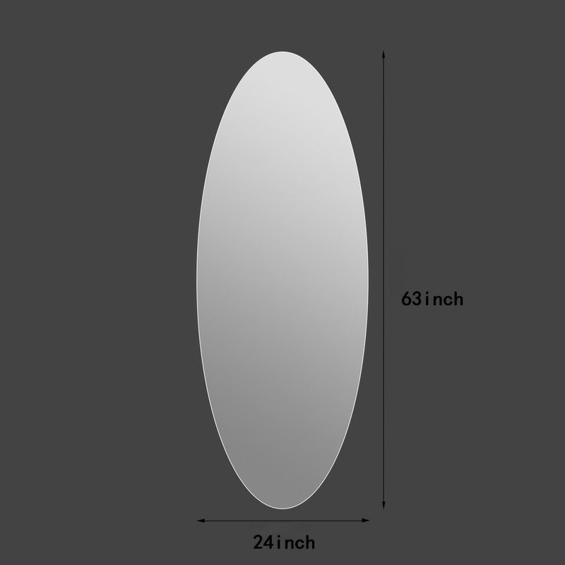 Shatterproof Full Length Mirror 63" x 24", Oval Wall Mounted Body Mirror with Explosion-Proof Film Backing for Kids' Room Bathroom Family Home